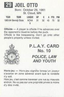 1984-85 Moncton Golden Flames (AHL) Police #10 Joel Otto Back