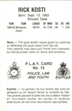 1985-86 Moncton Golden Flames (AHL) Police #15 Rick Kosti Back