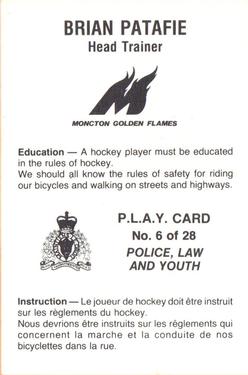 1986-87 Moncton Golden Flames (AHL) Police #6 Brian Patafie Back
