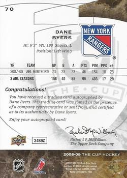 2008-09 Upper Deck The Cup #70 Dane Byers Back