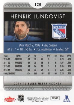 2014-15 Ultra #120a Henrik Lundqvist Back
