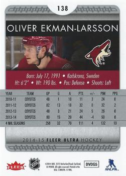 2014-15 Ultra #138 Oliver Ekman-Larsson Back
