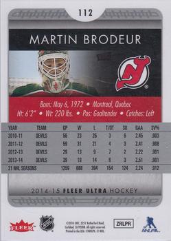 2014-15 Ultra #112 Martin Brodeur Back