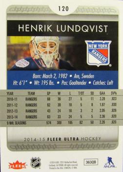 2014-15 Ultra #120b Henrik Lundqvist Back