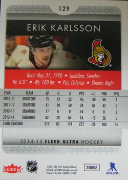 2014-15 Ultra #129b Erik Karlsson Back