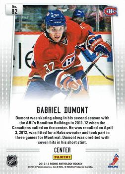 2012-13 Panini Rookie Anthology - Prizm Rookie #82 Gabriel Dumont Back