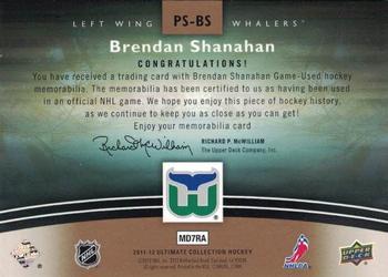 2011-12 Upper Deck Ultimate Collection - Premium Patches #PS-BS Brendan Shanahan Back