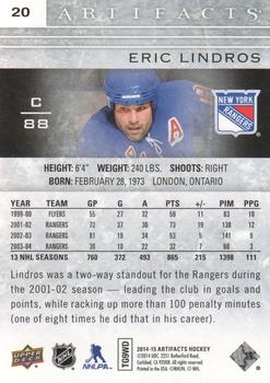 2014-15 Upper Deck Artifacts #20 Eric Lindros Back