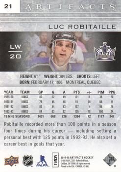 2014-15 Upper Deck Artifacts #21 Luc Robitaille Back