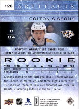 2014-15 Upper Deck Artifacts #126 Colton Sissons Back