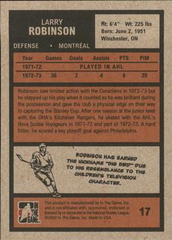 2009-10 In The Game 1972 The Year In Hockey #17 Larry Robinson Back