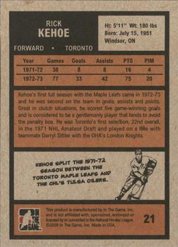 2009-10 In The Game 1972 The Year In Hockey #21 Rick Kehoe Back