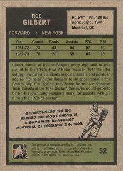 2009-10 In The Game 1972 The Year In Hockey #32 Rod Gilbert Back