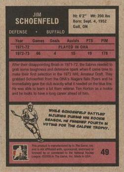 2009-10 In The Game 1972 The Year In Hockey #49 Jim Schoenfeld Back