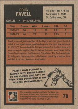 2009-10 In The Game 1972 The Year In Hockey #78 Doug Favell Back