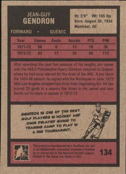 2009-10 In The Game 1972 The Year In Hockey #134 Jean-Guy Gendron Back