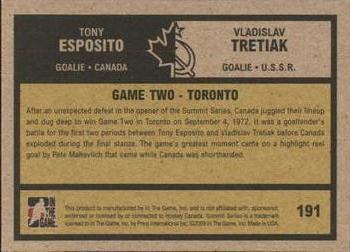2009-10 In The Game 1972 The Year In Hockey #191 Tony Esposito / Vladislav Tretiak Back