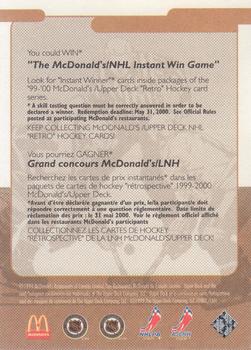 1999-00 Upper Deck Retro McDonald's #NNO Checklist Back