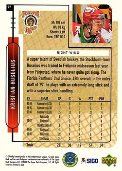 1999-00 Upper Deck Swedish Hockey League #77 Kristian Huselius Back