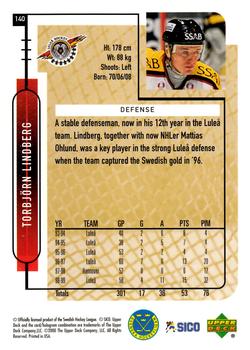1999-00 Upper Deck Swedish Hockey League #140 Torbjorn Lindberg Back