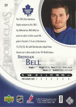 2006-07 Upper Deck Rookie Class Box Set #39 Brendan Bell  Back