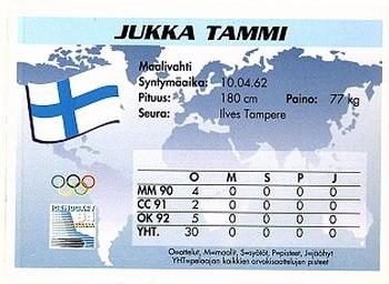1994 Semic Jääkiekkokortit Keräilysarja (Finnish) #3 Jukka Tammi Back
