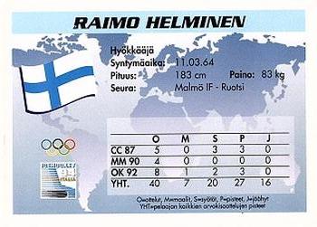 1994 Semic Jääkiekkokortit Keräilysarja (Finnish) #31 Raimo Helminen Back