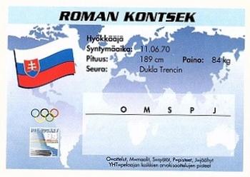1994 Semic Jääkiekkokortit Keräilysarja (Finnish) #204 Roman Kontsek Back