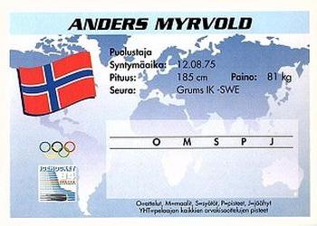 1994 Semic Jääkiekkokortit Keräilysarja (Finnish) #254 Anders Myrvold Back