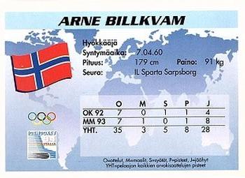 1994 Semic Jääkiekkokortit Keräilysarja (Finnish) #268 Arne Billkvam Back