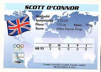 1994 Semic Jääkiekkokortit Keräilysarja (Finnish) #312 Scott O'Connor Back