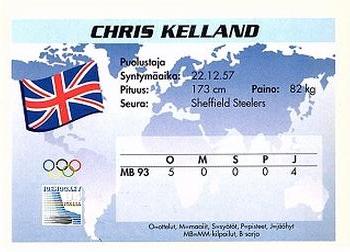 1994 Semic Jääkiekkokortit Keräilysarja (Finnish) #316 Chris Kelland Back