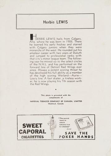 1934-35 Sweet Caporal #NNO Herbie Lewis Back