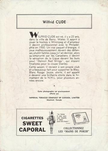 1934-35 Sweet Caporal #NNO Wilf Cude Back