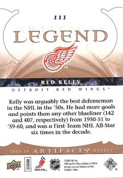 2009-10 Upper Deck Artifacts #111 Red Kelly Back