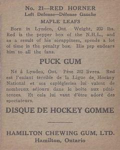 1933-34 Hamilton Gum (V288) #21 Red Horner Back