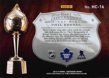 2013-14 Panini Contenders - Hart Contenders #HC-16 Phil Kessel Back