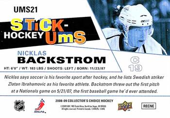 2008-09 Collector's Choice - Stick-Ums #UMS21 Nicklas Backstrom Back