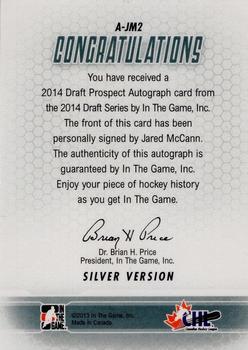 2014 In The Game Draft Prospects - Autographs #A-JM2 Jared McCann Back