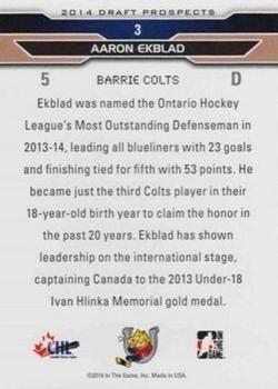2014 In The Game Draft Prospects - Bronze #3 Aaron Ekblad Back