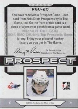 2014 In The Game Draft Prospects - Jerseys Silver #PGU-20 Michael Dal Colle Back