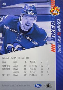 2012-13 Cardset Finland #055 Jarkko Ruutu Back