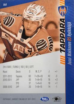 2012-13 Cardset Finland #144 Jussi Makkonen Back