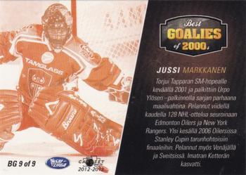2012-13 Cardset Finland - Best Goalies of 2000's #BG 9 Jussi Markkanen Back