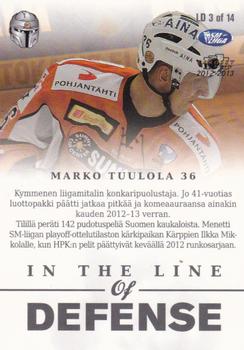 2012-13 Cardset Finland - In the Line of Defence #LD 3 Marko Tuulola Back