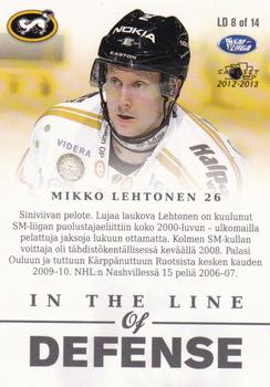 2012-13 Cardset Finland - In the Line of Defence #LD 8 Mikko Lehtonen Back
