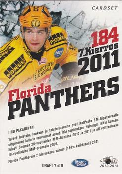 2012-13 Cardset Finland - Draft #DRAFT 7 Iiro Pakarinen Back