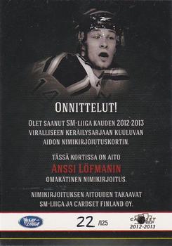 2012-13 Cardset Finland - Signature #NNO Anssi Löfman Back