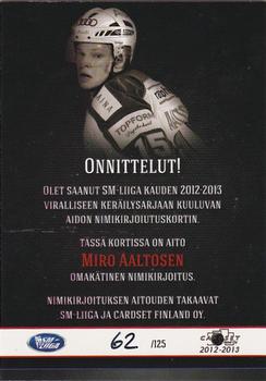 2012-13 Cardset Finland - Signature #NNO Miro Aaltonen Back