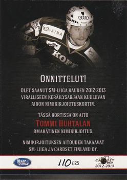 2012-13 Cardset Finland - Signature #NNO Tommi Huhtala Back
